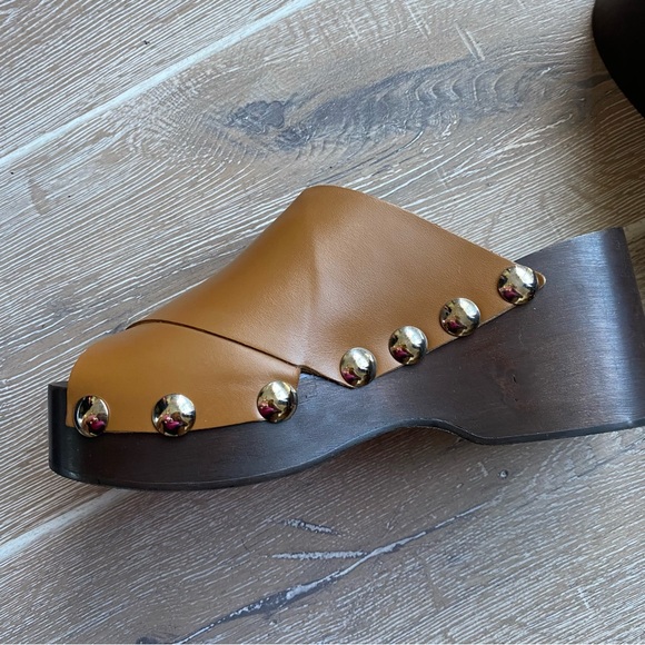 Ganni Brown Open Toe Studded Clog - Leather - Picture 10 of 13